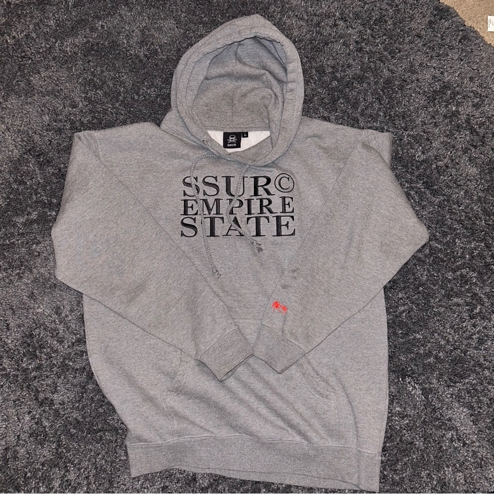 SSUR EMPIRE STATES Gray Hoodie Sweatshirt Size Large